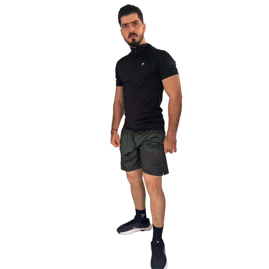 Pantaloneta Deportiva Sublimada Hombre MOBA- Verde/Gris